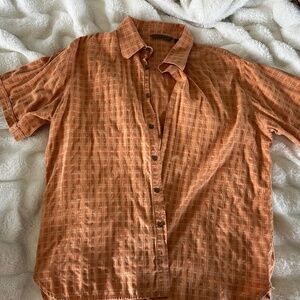 orange button up dad shirt